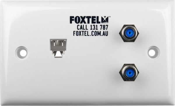 Wallplate Dual F Type Barrel 3GHz + Mod Socket