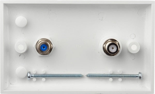Wallplate Single F Type 3GHz Barrel & Pal Connections