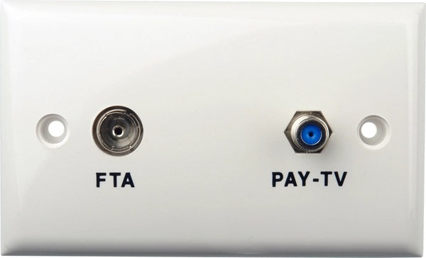 Wallplate Single F Type 3GHz Barrel & Pal Connections