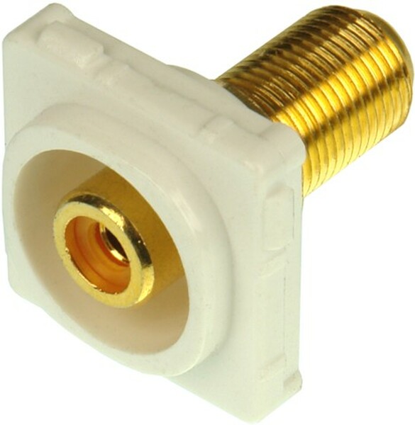 Digitek Recessed White RCA Female to F Female Insert - Orange