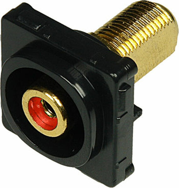 Digitek Recessed Black RCA Female to F Female Insert - Red