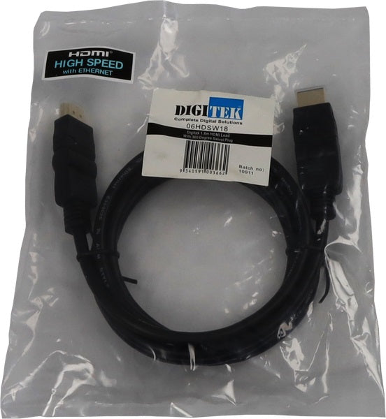Digitek 1.8M HDMI Lead - With Swivel HDMI Connector