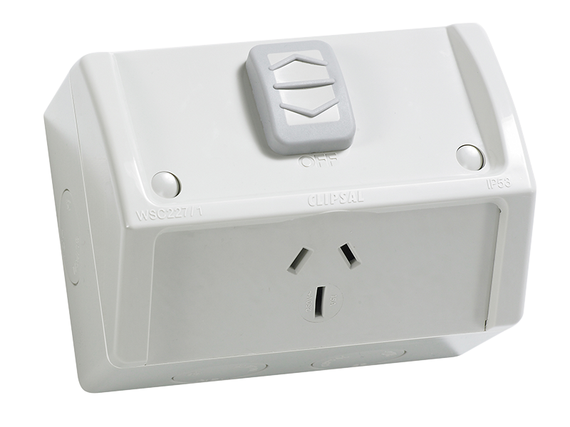 Clipsal Weatherproof Single power point Gpo 10amp 250v WSC227/1