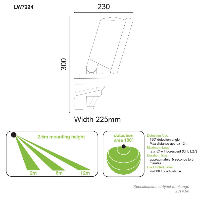 LIGHTWATCH TWIN CFL SENSOR FLOOD BLACK