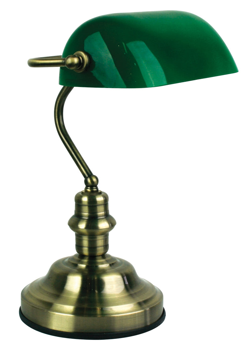BANKERS LAMP ANTIQUE BRASS (switched)