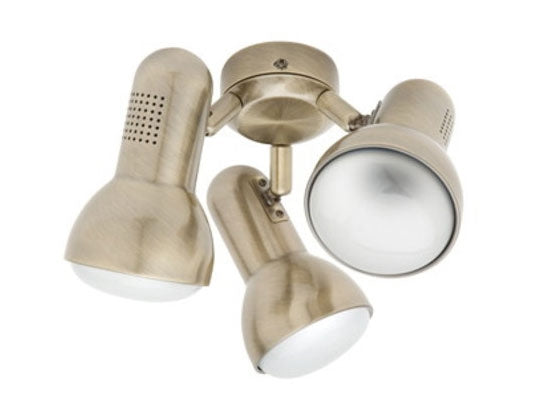 Gemini 3 Light Ceiling Fan Light Antique Brass