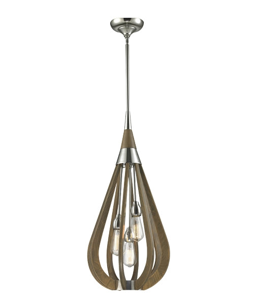 MEDIUM  3XE27 POLISHED NICKEL & TAUPE FINISHED WOOD BONITO2