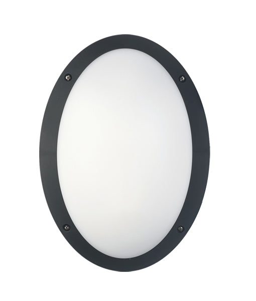 240V LED Exterior Bulkhead Lights Black CW Oval 4000K BULK3