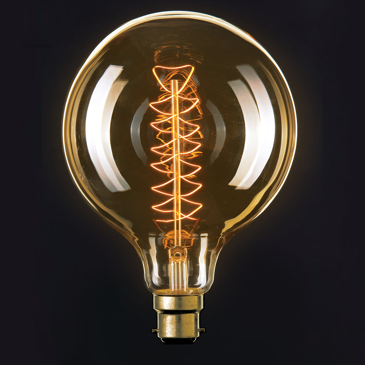 GLOBE ANTIQUE STYLE SPIRAL FILAMENT G125 25W B22 AMBER (19285) BRILLIANT LIGHTING