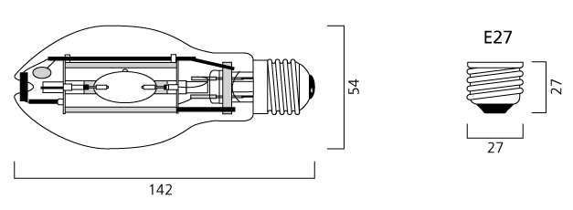 SYLVANIA  HSI-Metalarc Protected Ovoid 70W CO/NDL E27-4000K 208130
