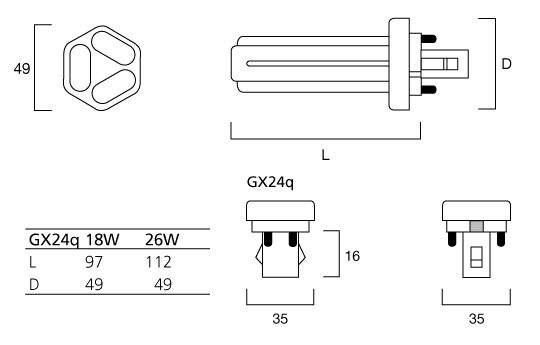 SYLVANIA CFTE 18W AMG LYNX 840 4PIN 278160