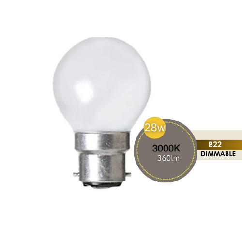 28W Frost Halogen BC Fancy Round Globe - 30203