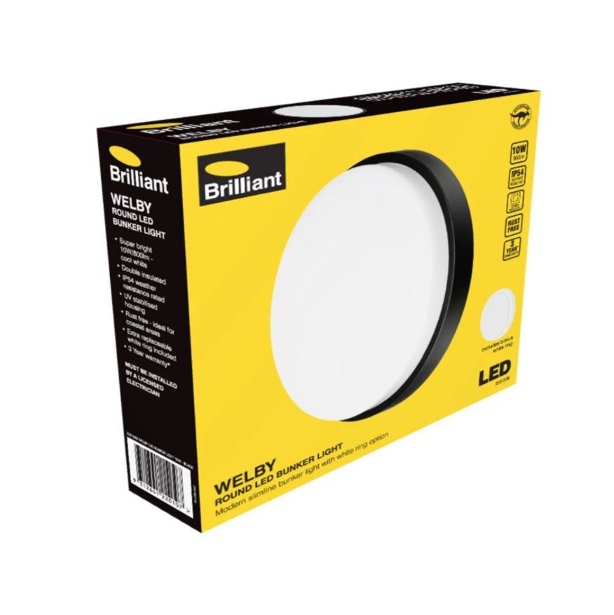 Brilliant Welby Round LED Bunker Light Black