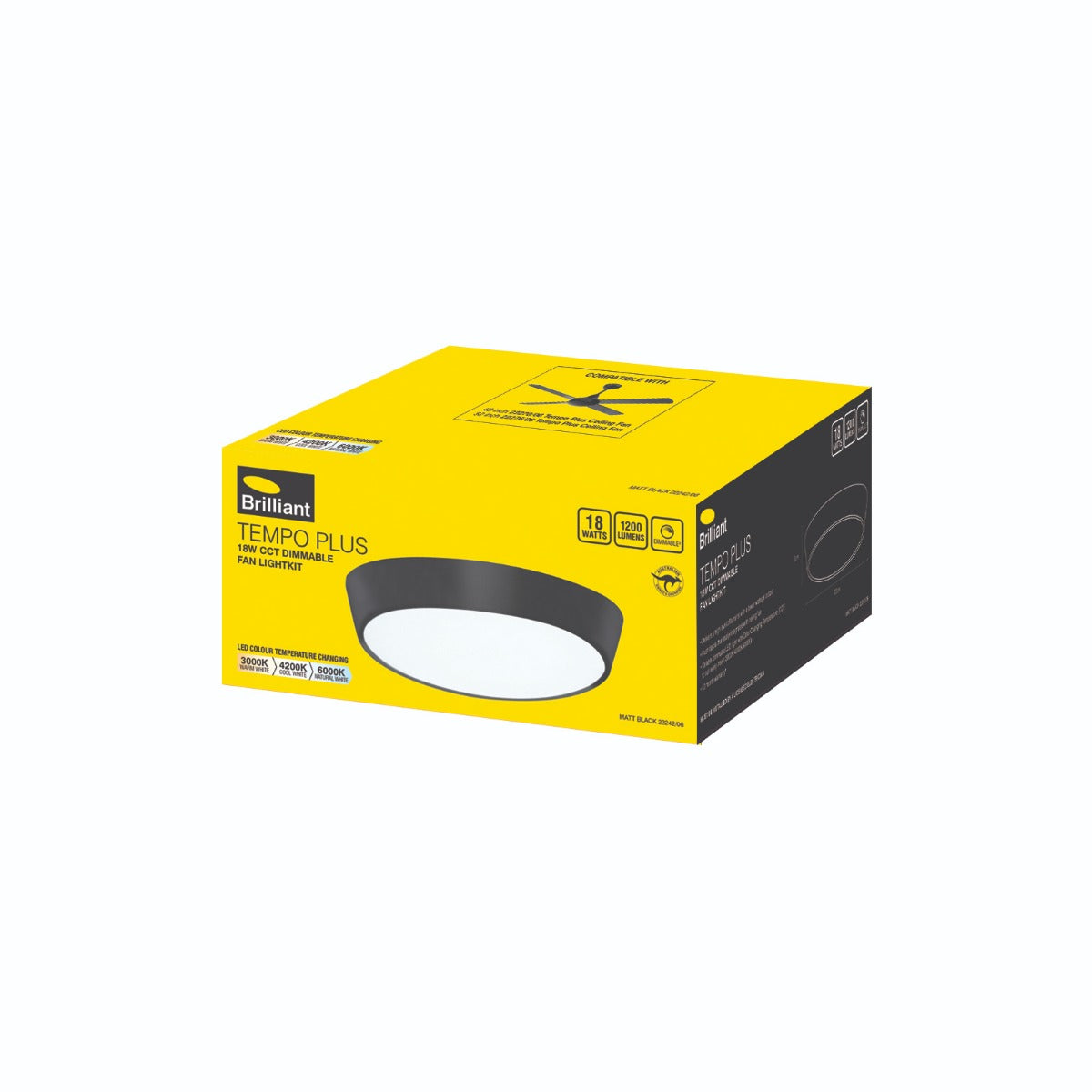 TEMPO PLUS LED LIGHTKIT 18W CCT DIM BLACK- 22242/06