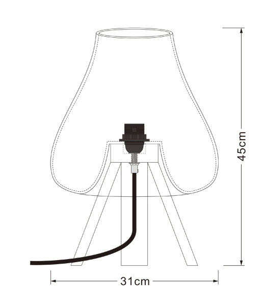 CLA LIGHTING DIVA E27 Table Lamp  1XES 40W Light Wooden Base  Light Grey Glass DIVA2