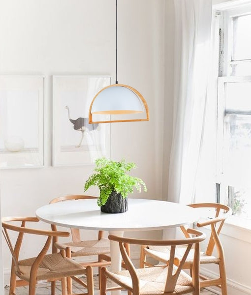CLA LIGHTING ZARA SERIES INFRONT PENDENT ES 60W White Iron + Wood SWING3