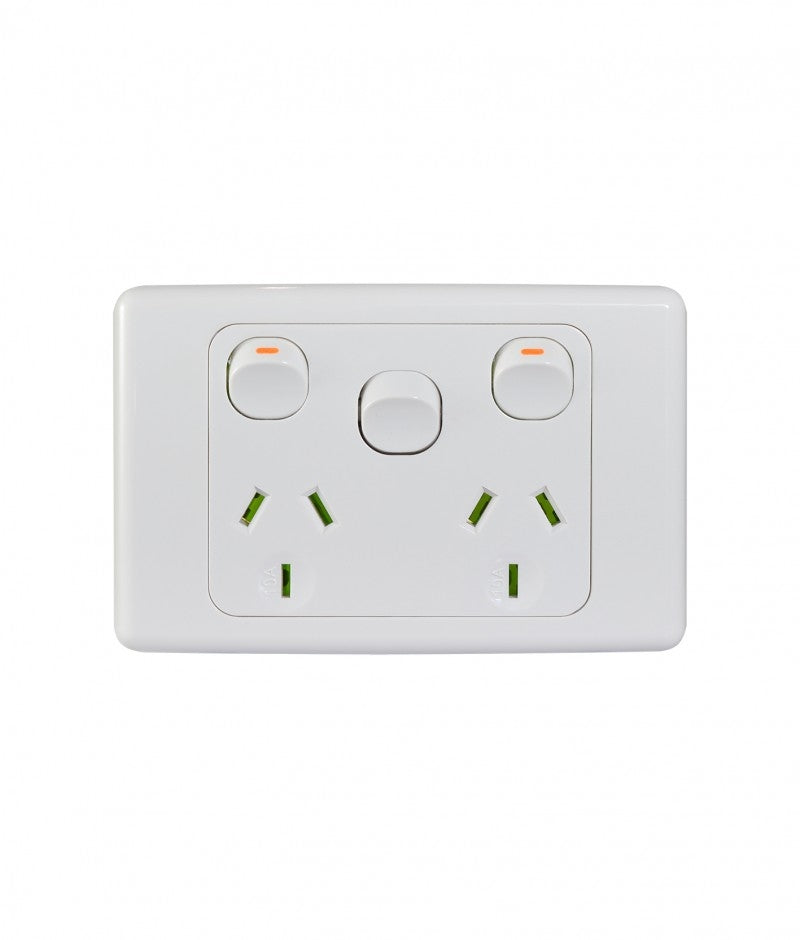 Cougar Power Point Switched 2 Gang 10A 250V With Extra Switch 16A (COPPSW2G) GSM
