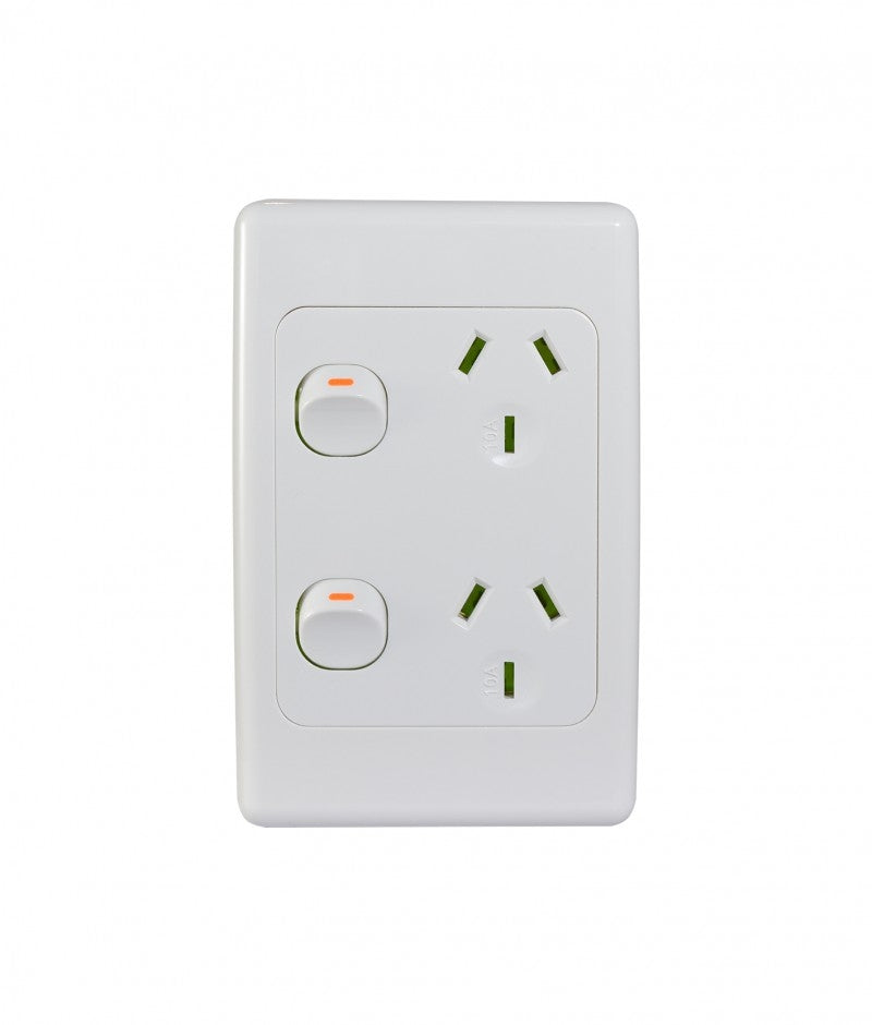 Cougar Power Point Switched Vertical 2 Gang 10A 250V (COPPV2G) GSM