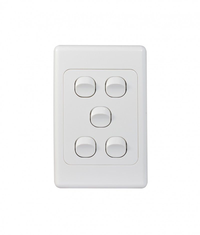 Cougar Switch Vertical 5 Gang 16A 250V (COSWV5G) GSM