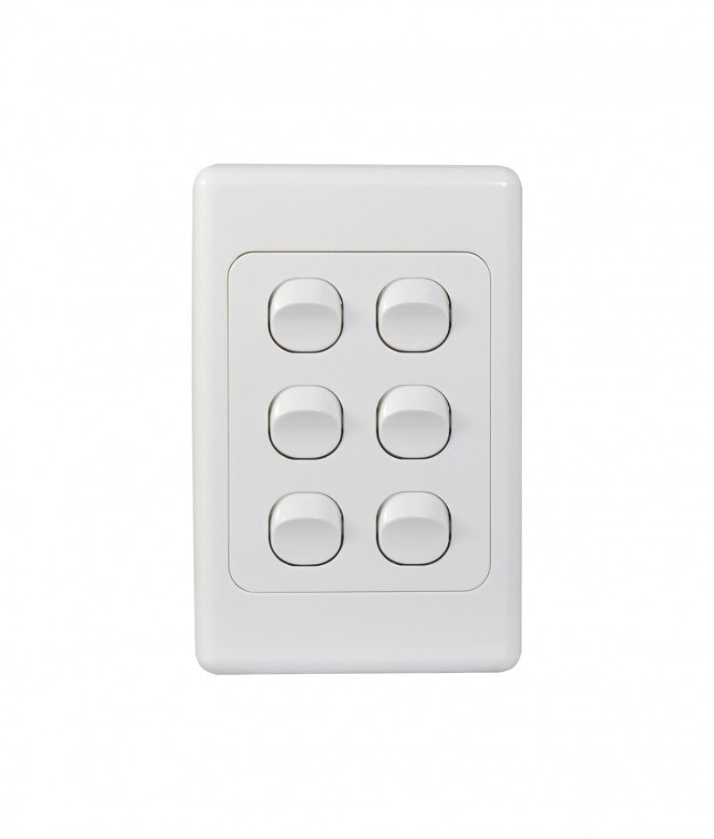 Cougar Switch Vertical 6 Gang 16A 250V (COSWV6G) GSM