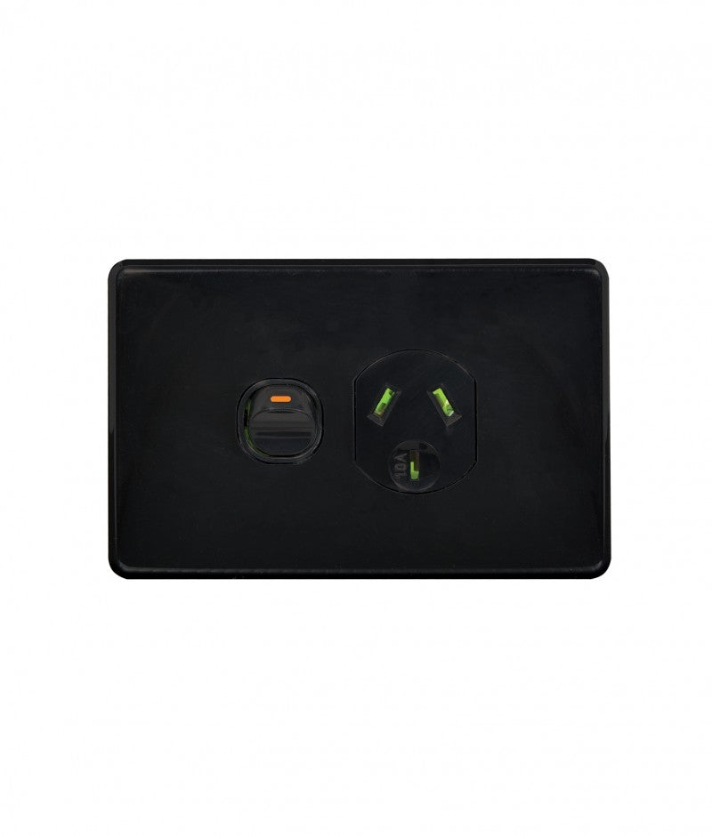 Puma Power Point Switched 1 Gang 10A 250V (PUPP1GBLK) Black GSM