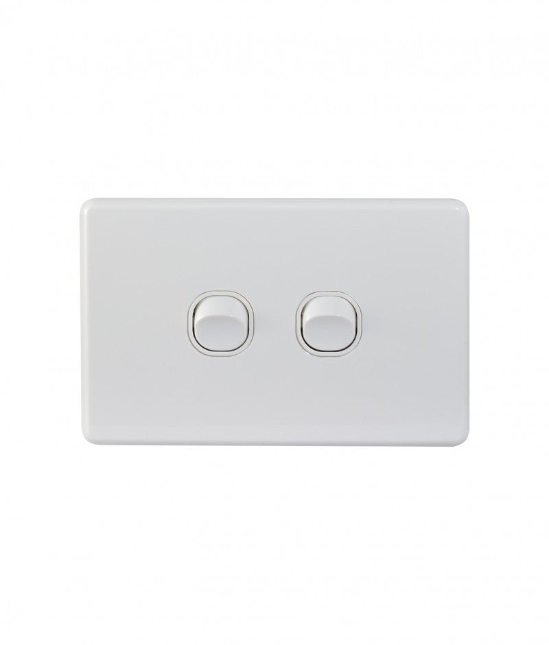 Puma Switch Horizontal 2 Gang 10AX/16A 250V (PUSW2G) GSM