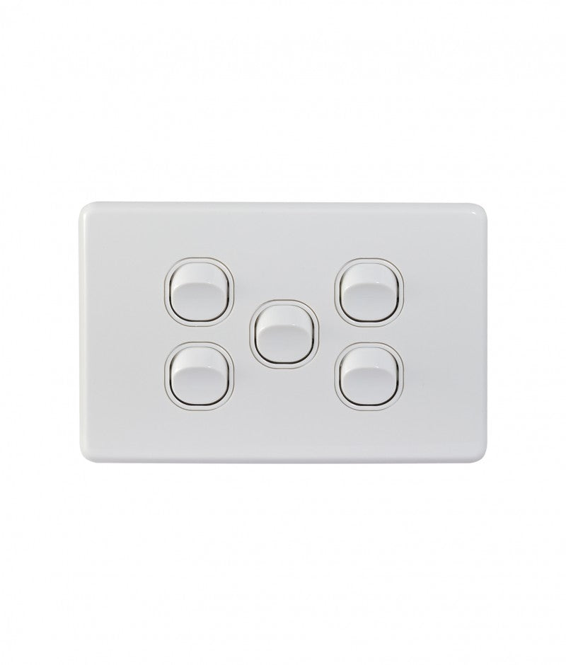 Puma Switch Horizontal 5 Gang 10AX/16A 250V (PUSW5G) GSM
