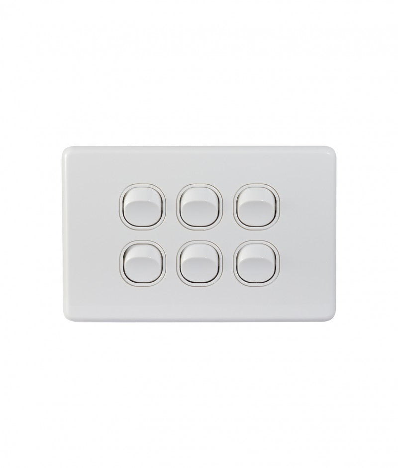 Puma Switch Horizontal 6 Gang 10AX/16A 250V (PUSW6G) GSM