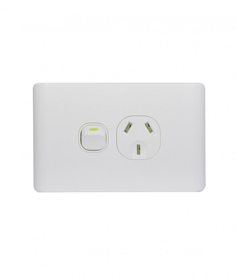 Leopard Power Point Switched 1 Gang 10A 250V (LEPP1GWHT) White GSM