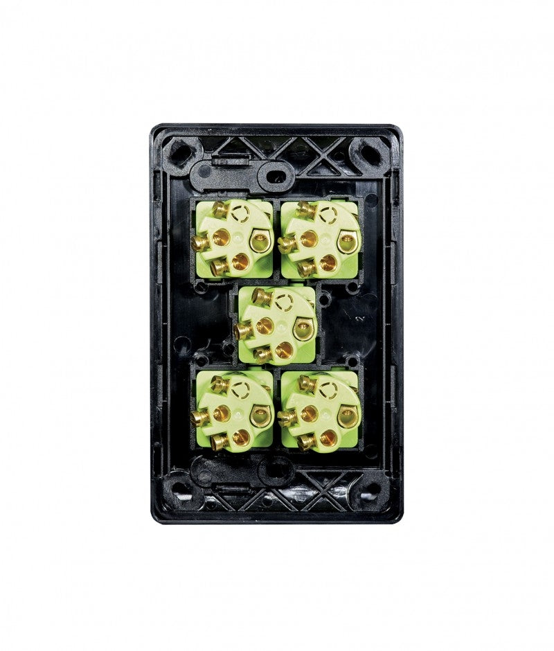 Leopard Switch Vertical 5 Gang 16AX/20A 250V (LESWV5GBLK) Black GSM