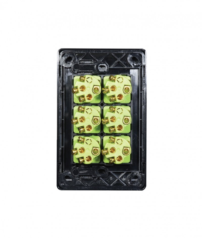 Leopard Switch Vertical 6 Gang, 16AX/20A 250V (LESWV6GBLK) Black GSM