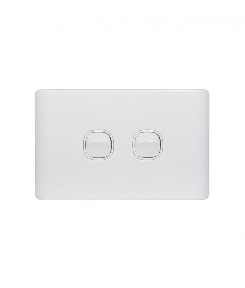 Leopard Switch Horizontal 2 Gang 16AX/20A 250V (LESW2G) GSM