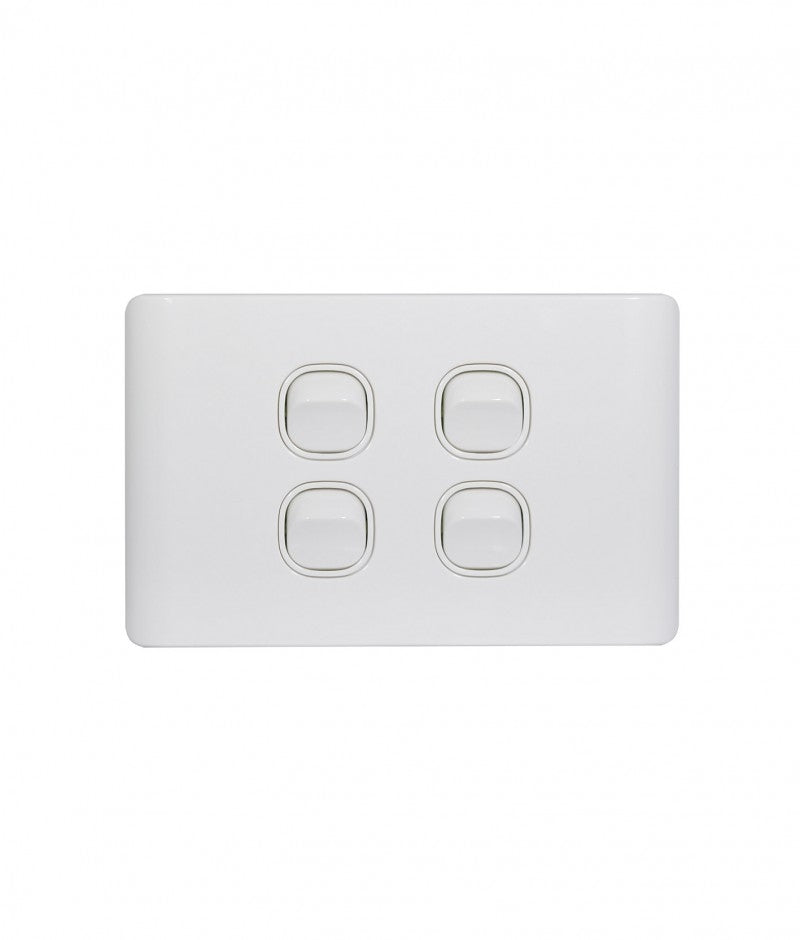 Leopard Switch Horizontal 4 Gang 16AX/20A 250V (LESW4G) GSM