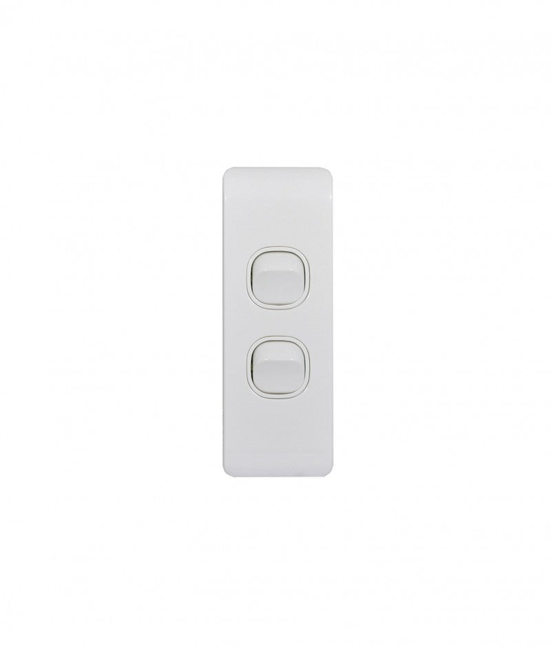 Leopard Switch Vertical Architrave 2 Gang 16AX/20A 250V (LESWVA2G) GSM