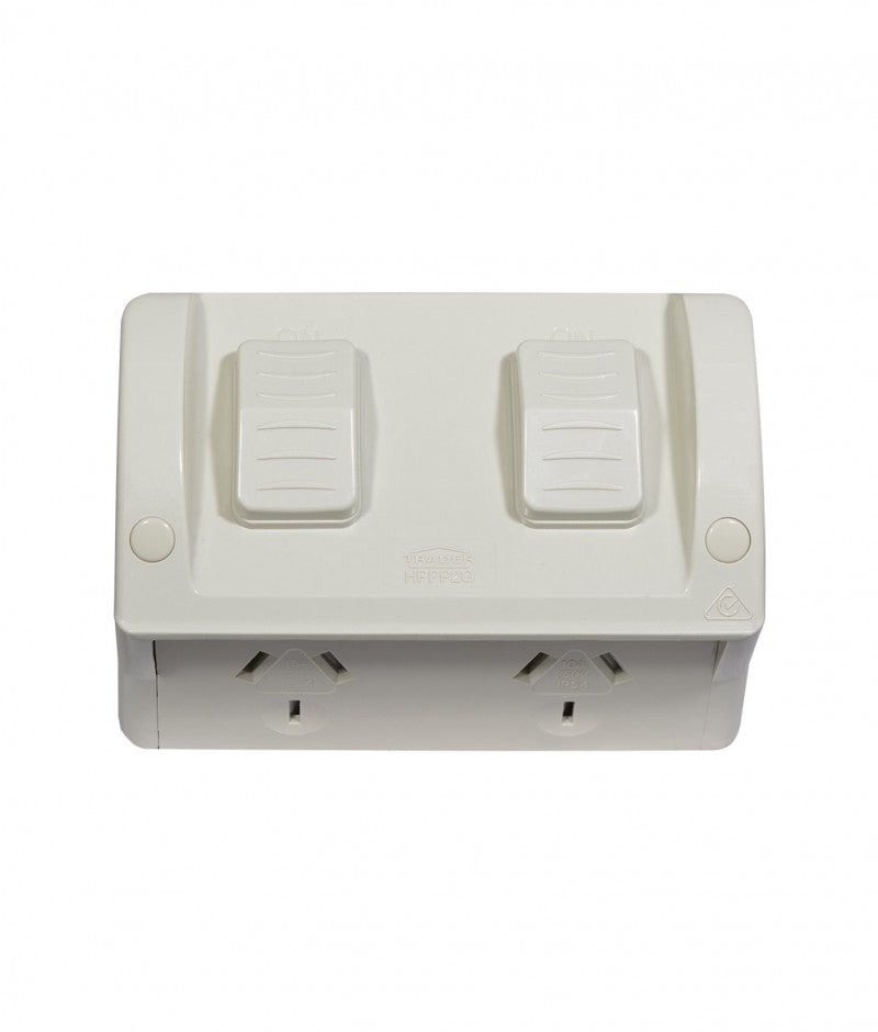 Hippo Double Outdoor Power Point IP54 10A (HPPP2G) GSM