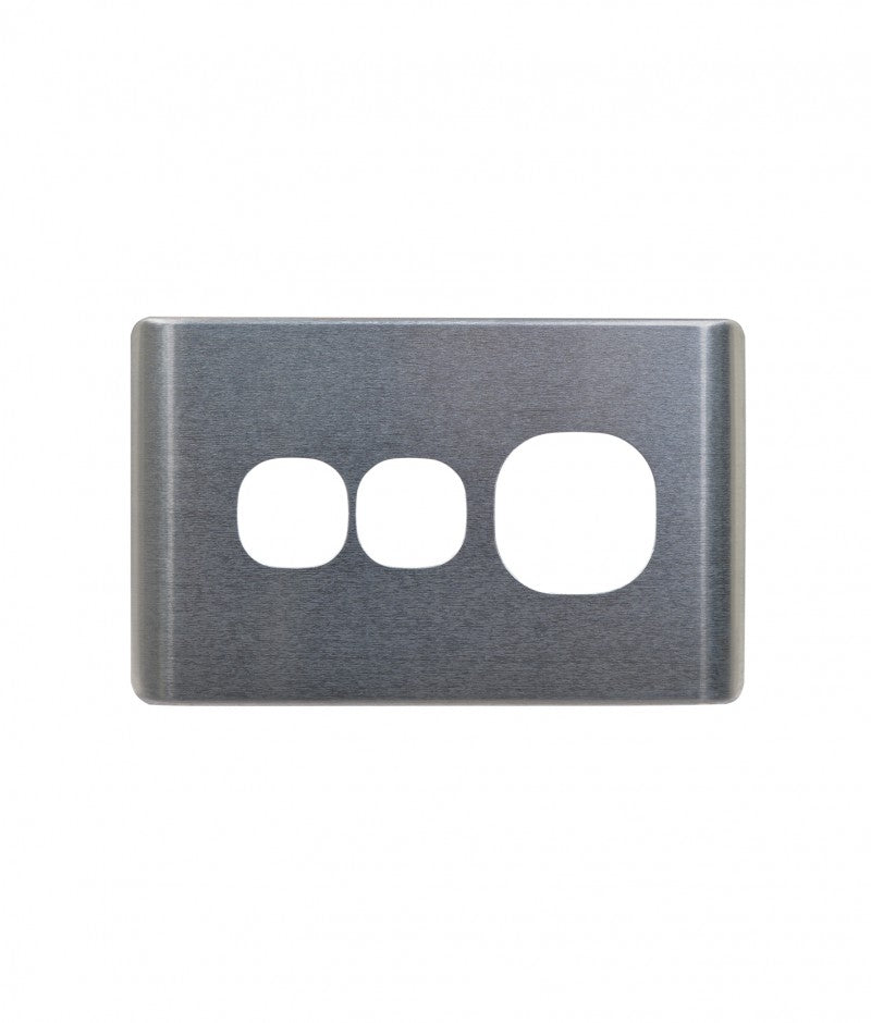 COVER ONLY suits Leopard Power Point Switched 1 Gang 10A 250V With Extra Switch 16AX/20A (LEPPSW1GCBA) Brushed Aluminium GSM