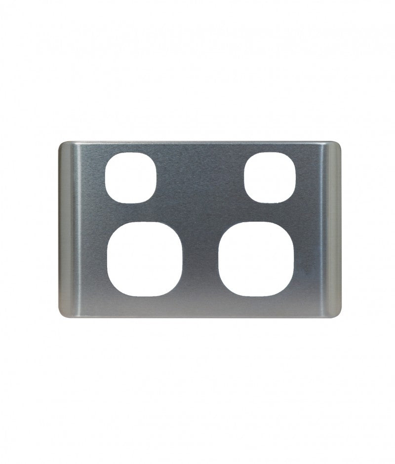 Leopard Power Point Switched 2 Gang 10A 250V (LEPP2GBA) Brushed Aluminum GSM