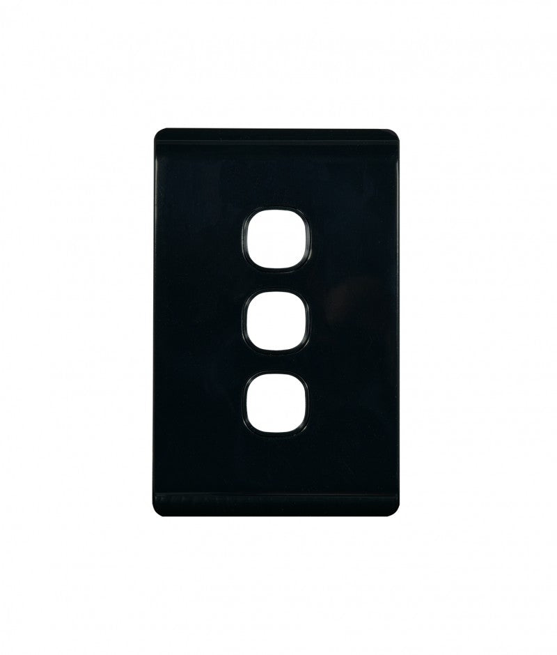 Leopard Switch Plate Vertical 3 Gang (LESWPV3GBLK) Black GSM