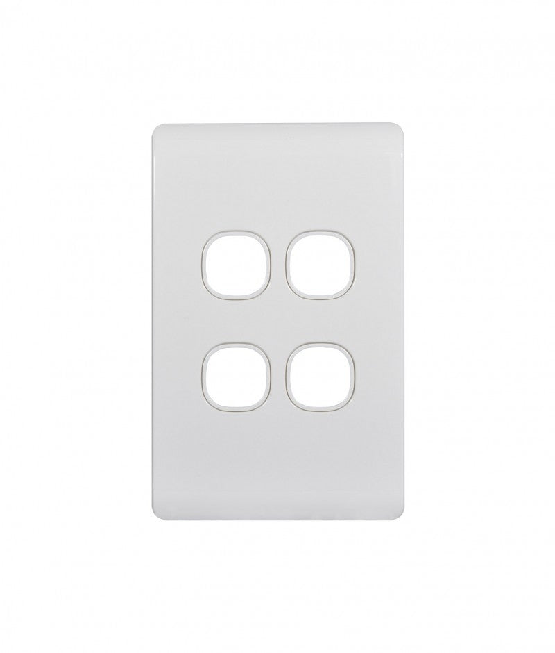 Leopard Switch Plate Vertical 4 Gang (LESWPV4GWHT) White GSM