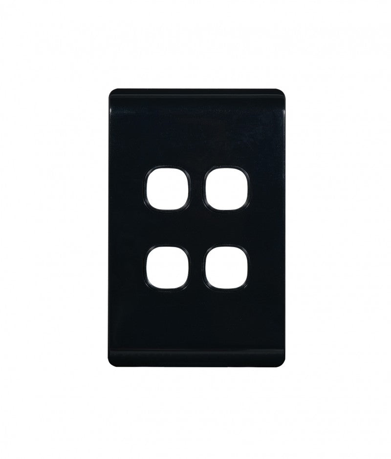 Leopard Switch Plate Vertical 4 Gang (LESWPV4GBLK) Black GSM