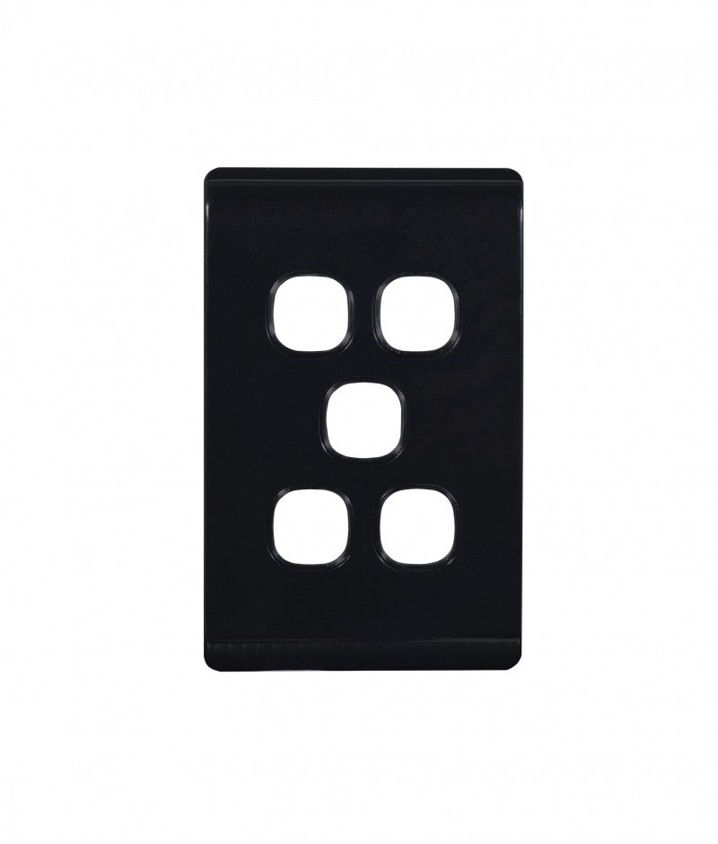 Leopard Switch Plate Vertical 5 Gang (LESWPV5GBLK) Black GSM
