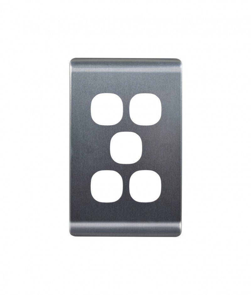 Leopard Switch Plate Vertical 5 Gang (LESWPV5GBA) Brushed Aluminium GSM