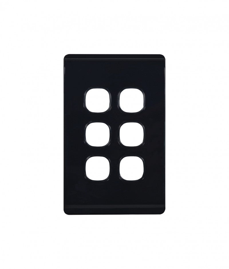 Leopard Switch Plate Vertical 6 Gang (LESWPV6GBLK) Black GSM