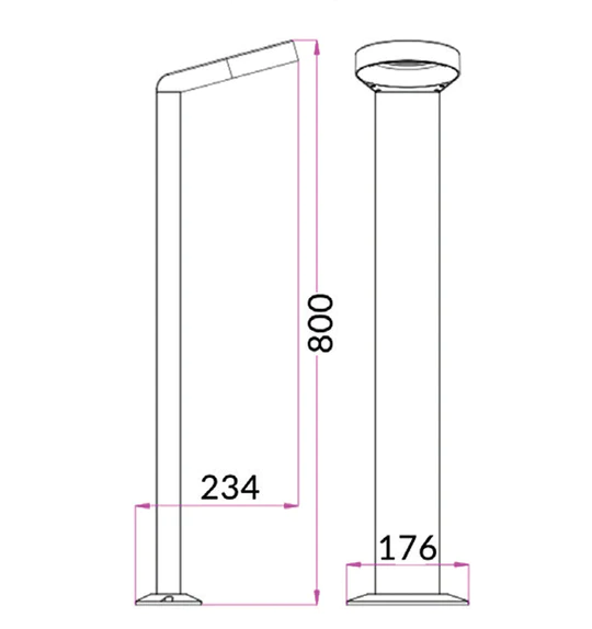 LED Surface Mounted Grey Bollard Lights IP54-BOL3A