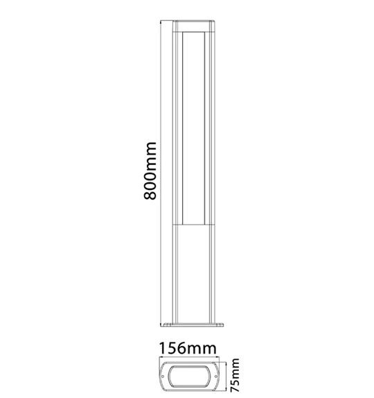 AMUN LED Surface Mounted Matte Black Rectangular Bollard Lights IP54- AMUN4