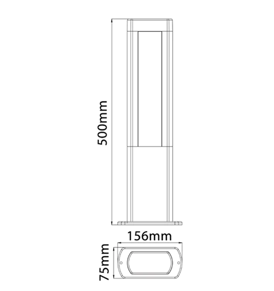 AMUN LED Surface Mounted Matte Black Rectangular Bollard Lights IP54- AMUN3