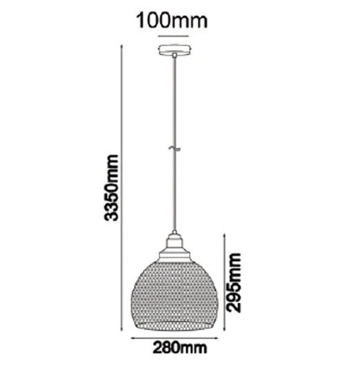 PENDANT ES 72W BLK LGE MESH WINE GLASS CHEVEUX4 Cla Lighting