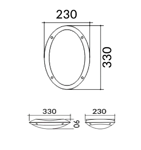 240V LED Exterior Bulkhead Lights Black CW Oval 4000K BULK3