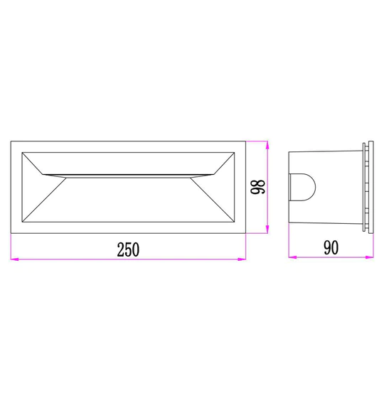 BRICKTRI LED Tri-CCT Recessed Rectangular Diffuser Wall / Brick Lights- BRICKTRI1