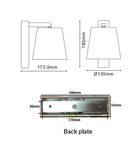 WALL INTERNAL S/M LED 6W WH 1 switch Clear PS Shade  CHESTER02 Cla Lighting